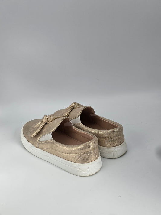 Mädchen Slip-On Sneaker Gold – Glitzer Schuhe mit Schleife (Gr.29)