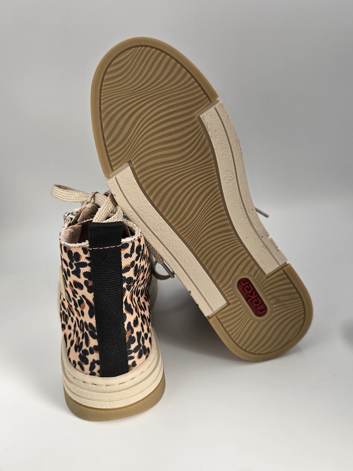 RIEKER Damen Sneaker High Leo – Schnürschuhe mit Reißverschluss (Gr.38)