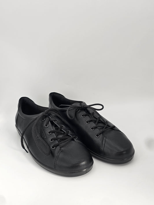 Ecco Damen Sneaker Schwarz – Leder Halbschuhe Komfort (Gr. 41)