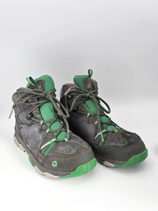 Jack Wolfskin Wanderschuhe Grau Grün Damen – Outdoor Trekking Mid (Gr. 36)