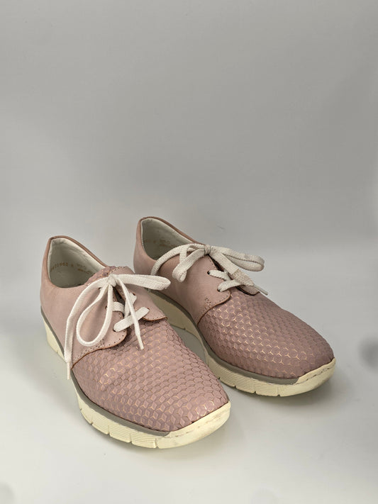 RIEKER Damen Halbschuhe Rosa – Bequeme Schnürschuhe mit Struktur (Gr.40)