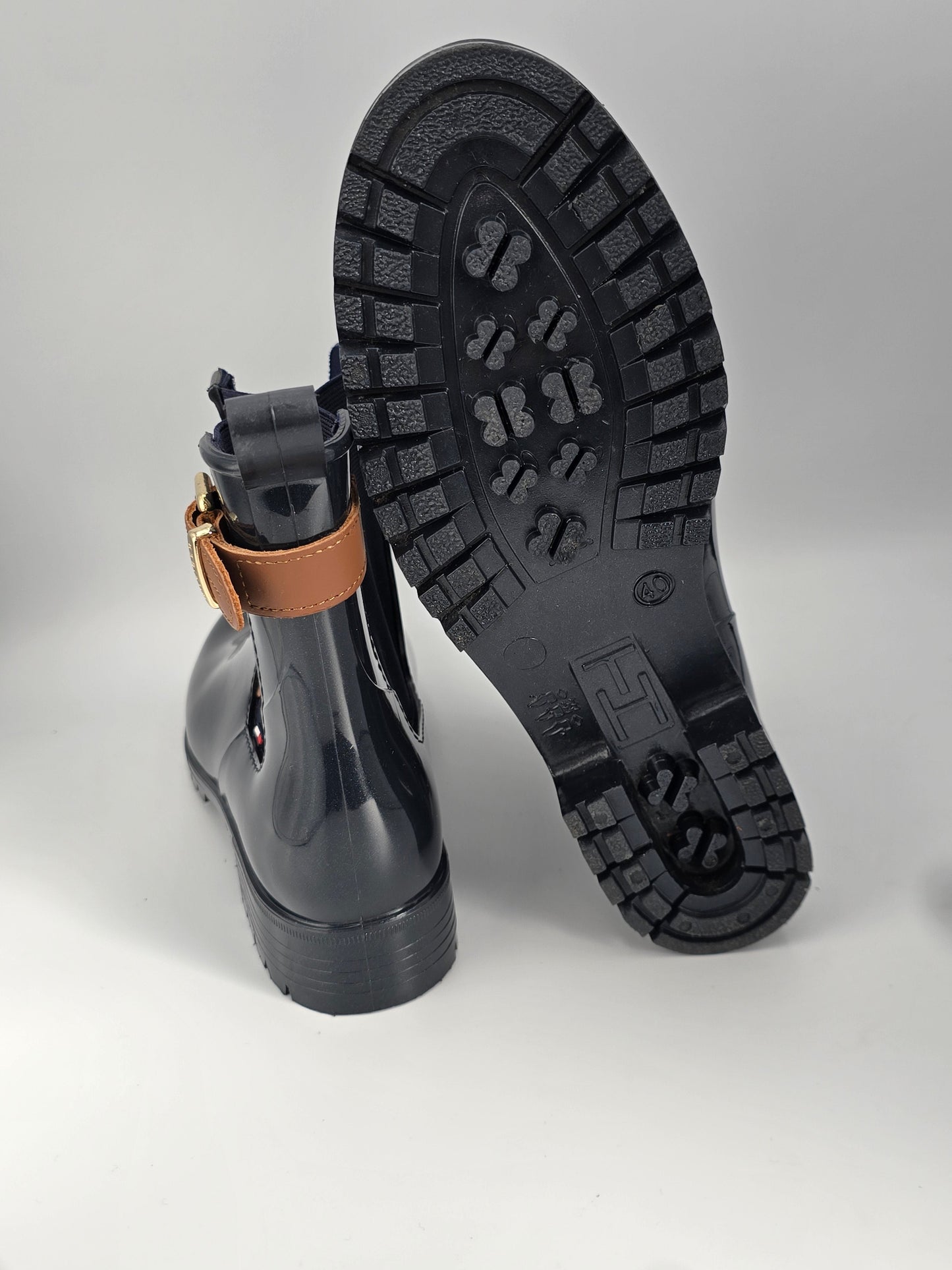 TOMMY HILFIGER Gummistiefeletten Damen Schwarz – Chelsea Boots Regenstiefel (Gr.40)