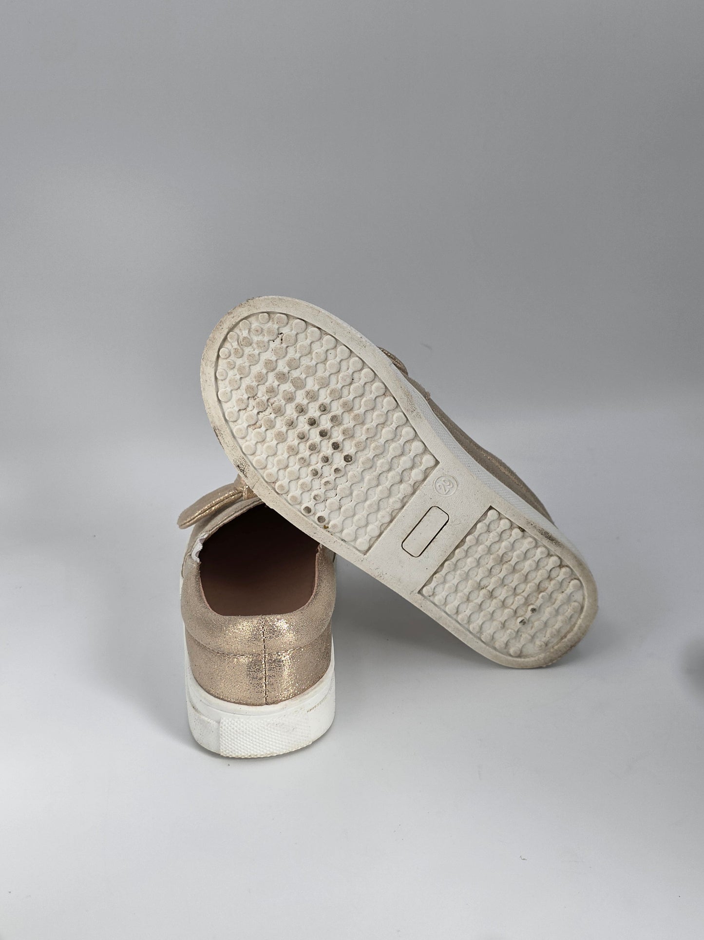 Mädchen Slip-On Sneaker Gold – Glitzer Schuhe mit Schleife (Gr.29)