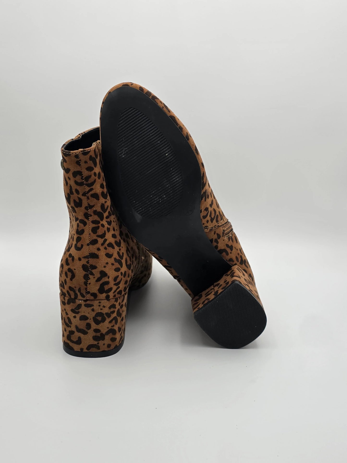 Damen-Stiefeletten mit Blockabsatz und Leopardenmuster, modische Schuhe, braun