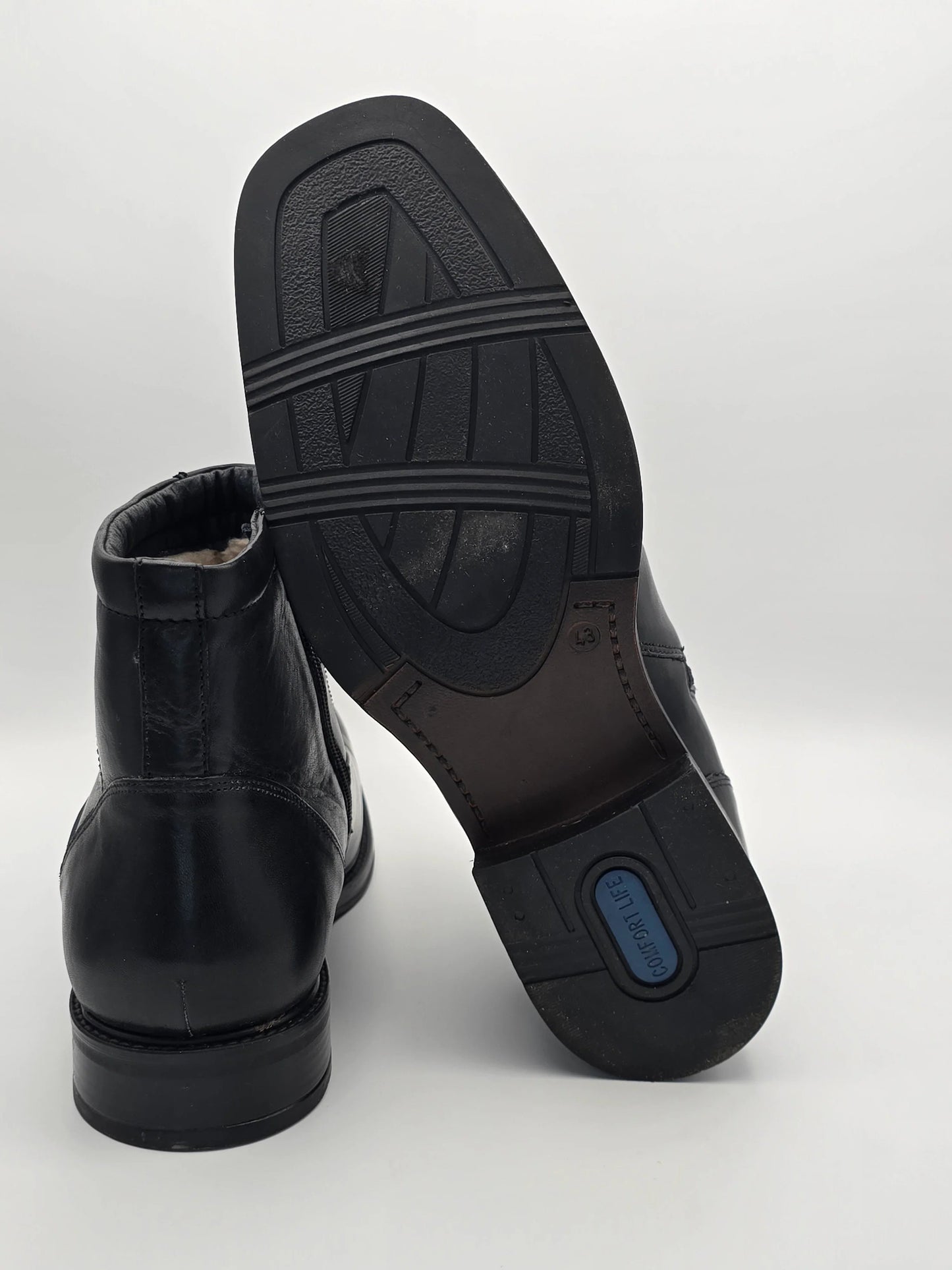 Schwarze Herren Lederstiefeletten mit rutschfester Sohle, Komfort-Schuhmode