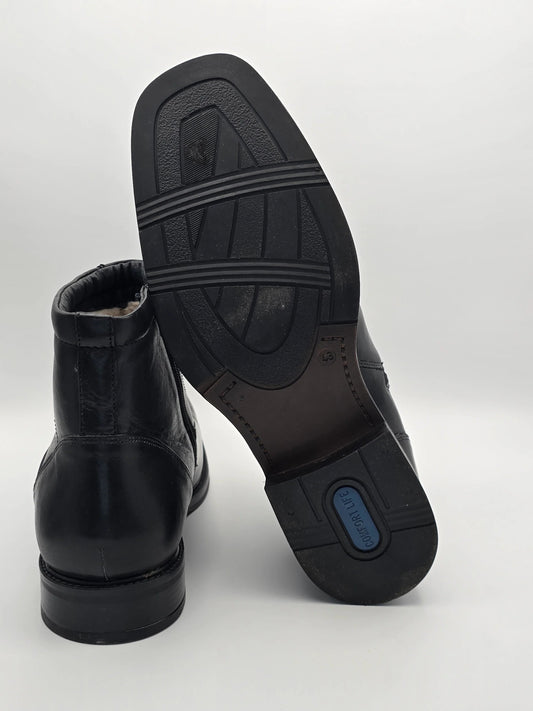 Schwarze Herren Lederstiefeletten mit rutschfester Sohle, Komfort-Schuhmode
