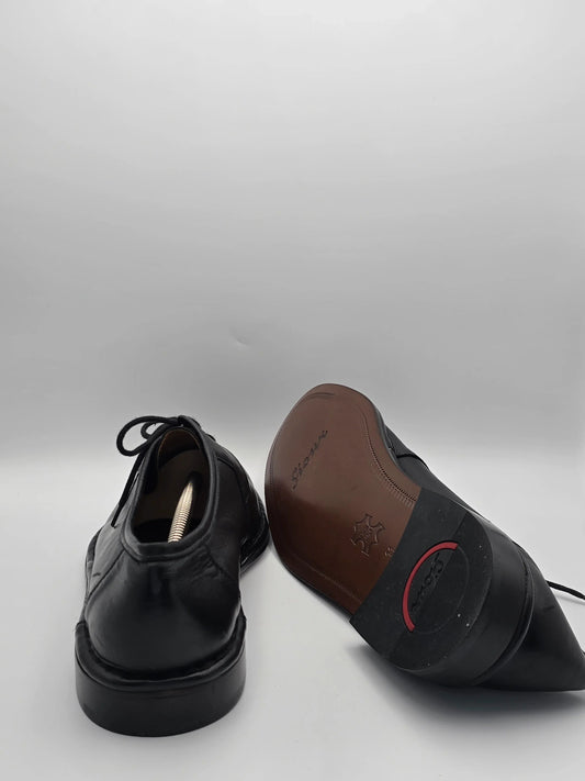 Schwarze Lederschuhe für Herren, elegante Schuhe mit Ledersohle, nachhaltige Mode