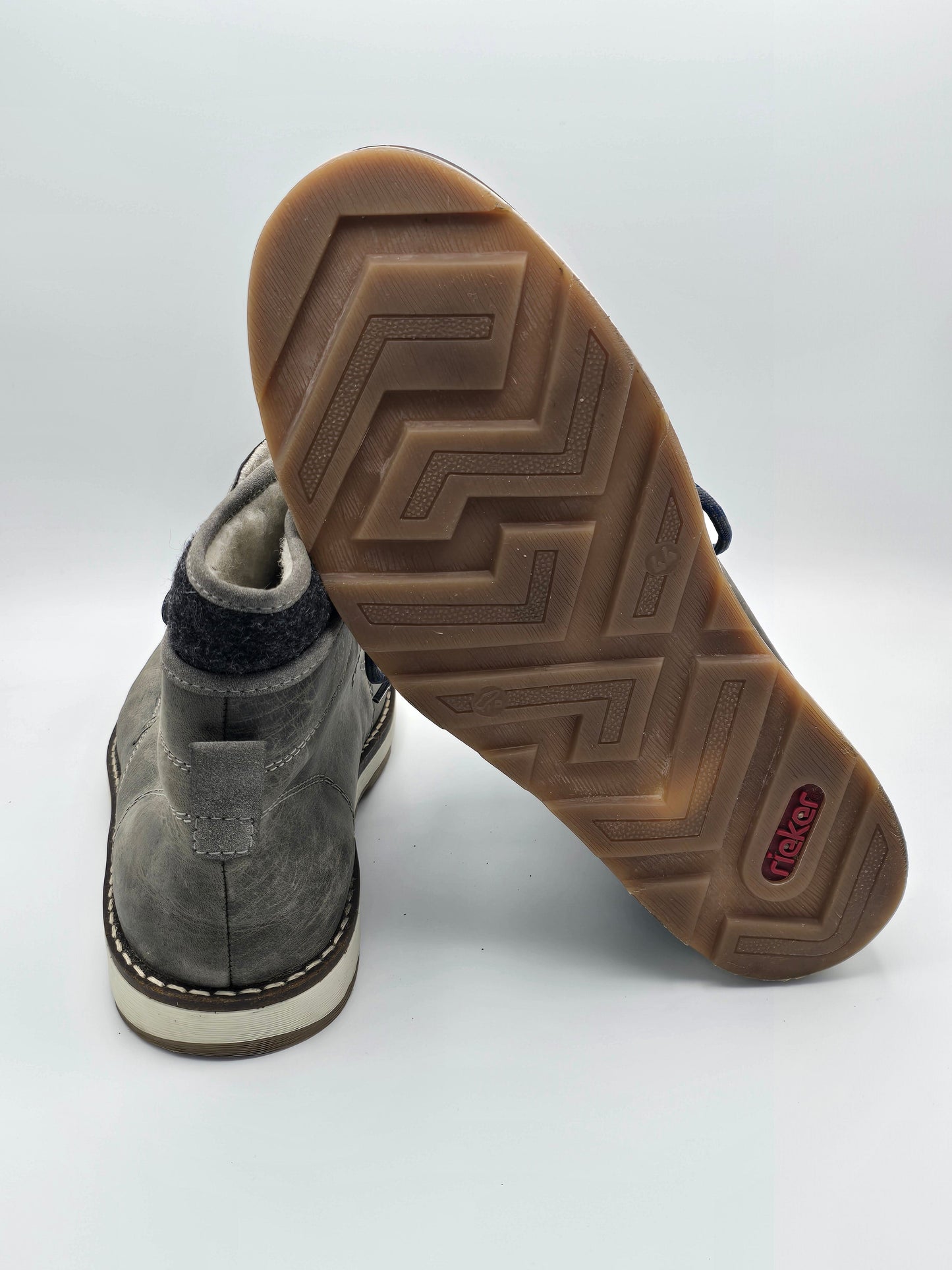 Rieker Herren Boots Grau Warmfutter Schnürstiefel (Gr. 44)