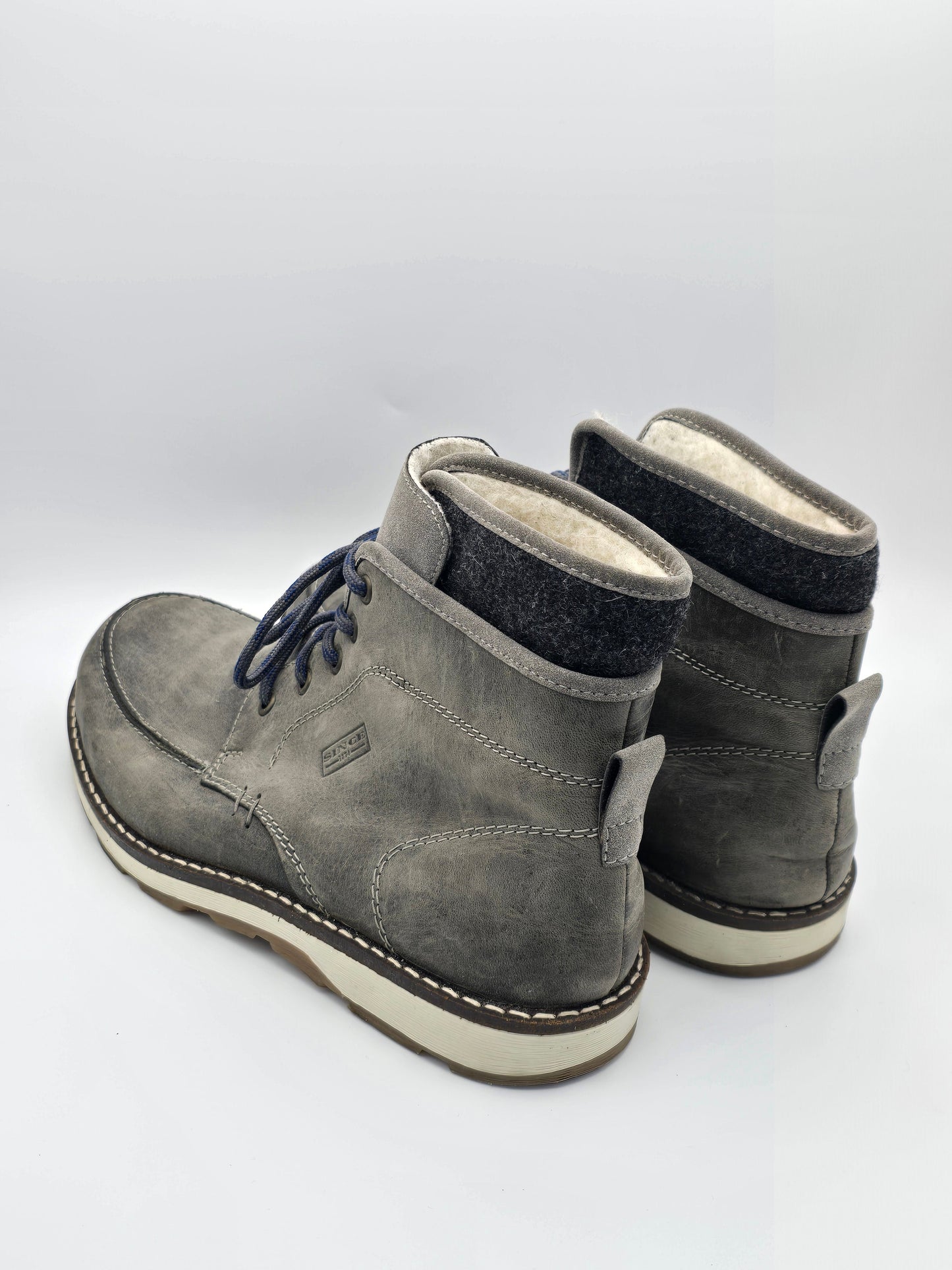 Rieker Herren Boots Grau Warmfutter Schnürstiefel (Gr. 44)