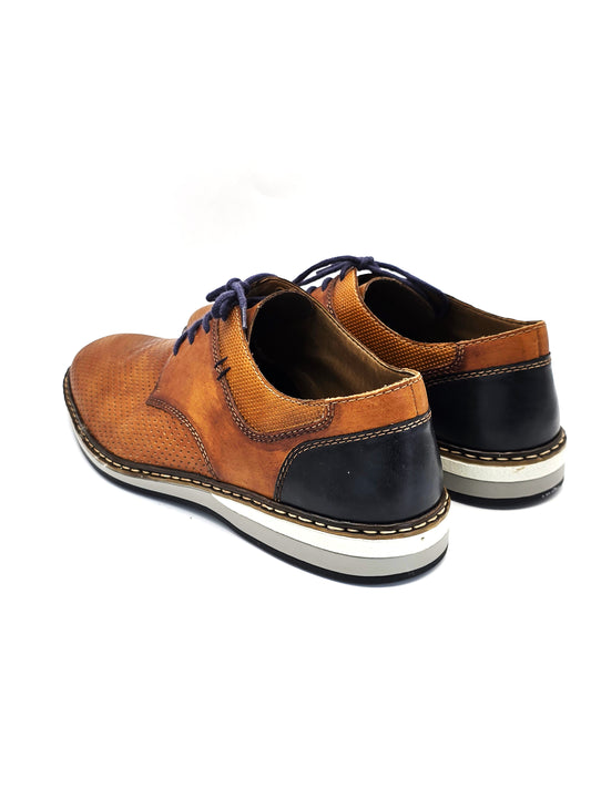 RIEKER Herren Halbschuhe Cognac Leder (Größe 44)