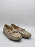 Beige Mokassins aus Leder mit Schleife für Damen, nachhaltige Mode Schuhe