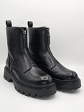 Schwarze Damen Stiefeletten mit Reißverschluss und Profilsohle, moderne Fashion-Schuhe