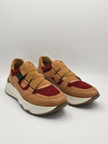 Damen Sneaker beige-rot mit Klettverschluss, sportlicher Look, nachhaltige Mode