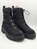 Damen Schnürstiefel Schwarz mit dicker Sohle, Trend Fashion, nachhaltige Schuhe