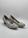 Damen Pumps grau mit Glitzerbesatz, mittlerer Blockabsatz, elegante nachhaltige Schuhe