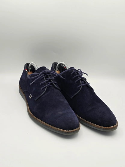 Dunkelblaue Wildleder-Herrenschuhe mit Schnürung, modisch, nachhaltige Schuhe