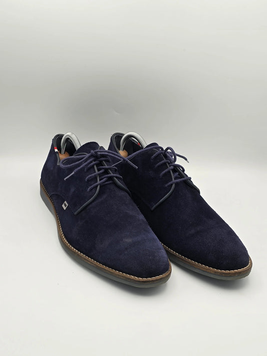 Dunkelblaue Wildleder-Herrenschuhe mit Schnürung, modisch, nachhaltige Schuhe