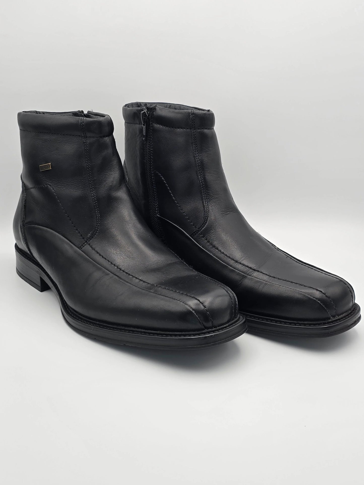 Schwarze Herren Lederstiefeletten mit Reißverschluss, elegante nachhaltige Schuhe