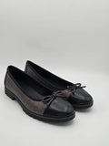 Damen Ballerinas Schwarz mit Muster und Schleife, bequeme nachhaltige Schuhe