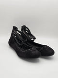 Schwarze Damen Ballerinas mit Riemchen, Strassdetails, nachhaltige Mode Schuhe
