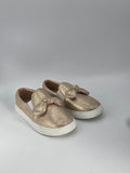 Mädchen Slip-On Sneaker Gold – Glitzer Schuhe mit Schleife (Gr.29)