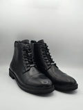Schwarze Herren Lederstiefeletten mit Schnürung, klassische Mode Schuhe, nachhaltiger Stil