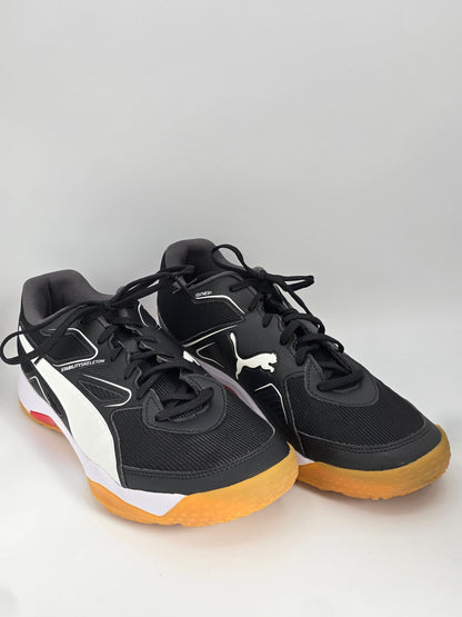 PUMA Herren Hallenschuhe Schwarz – Indoor Sportschuhe mit Gummisohle (Gr.44,5)
