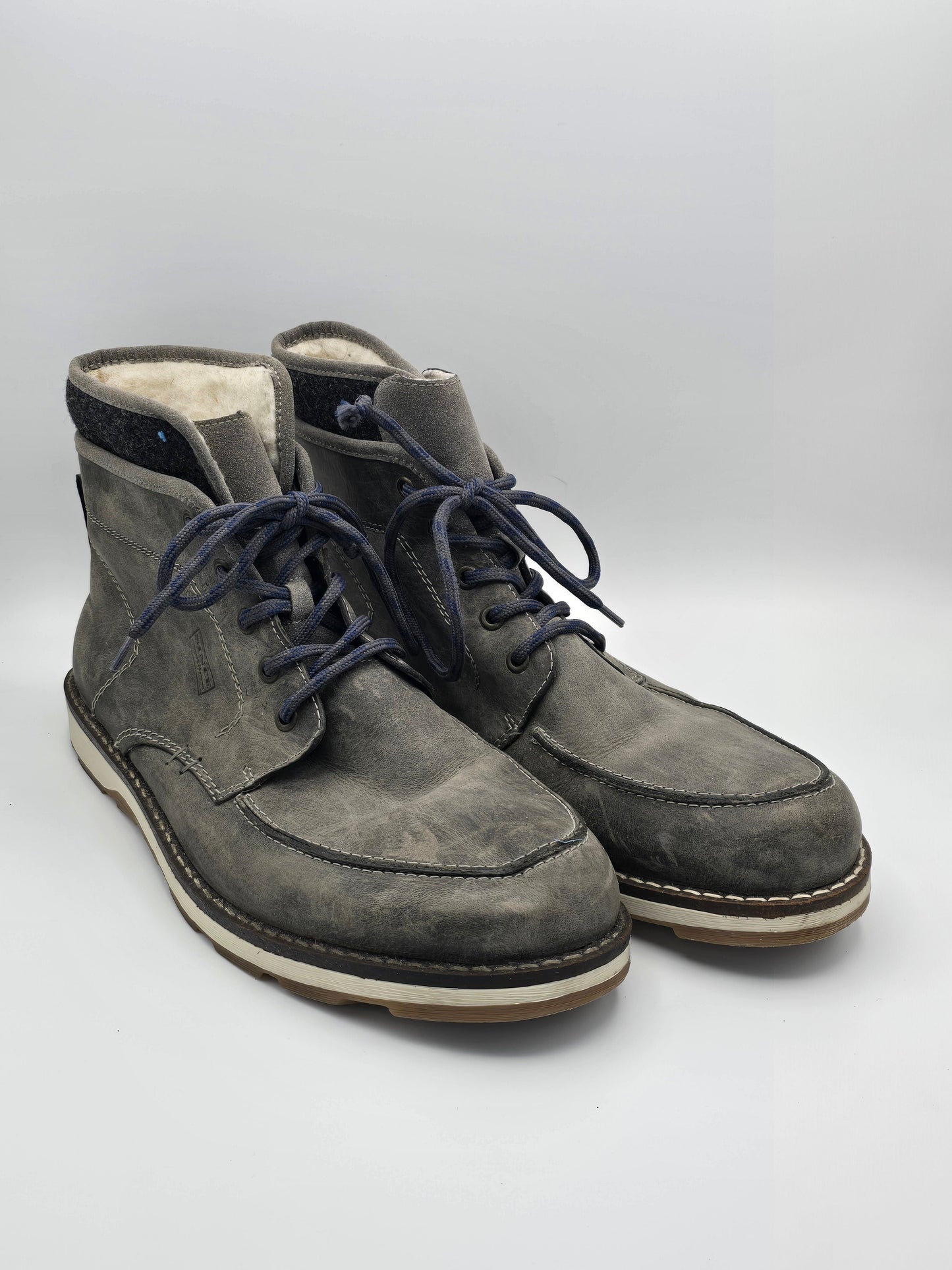 Rieker Herren Boots Grau Warmfutter Schnürstiefel (Gr. 44)