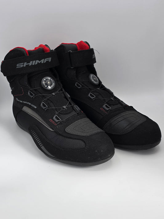 SHIMA Motorrad Schuhe Herren Schwarz – Riding Boots mit Drehverschluss (Gr.47)