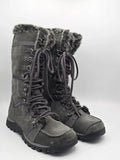 Damen Winterstiefel grau mit Kunstfell und Profilsohle, Größe 37, modisch, warm
