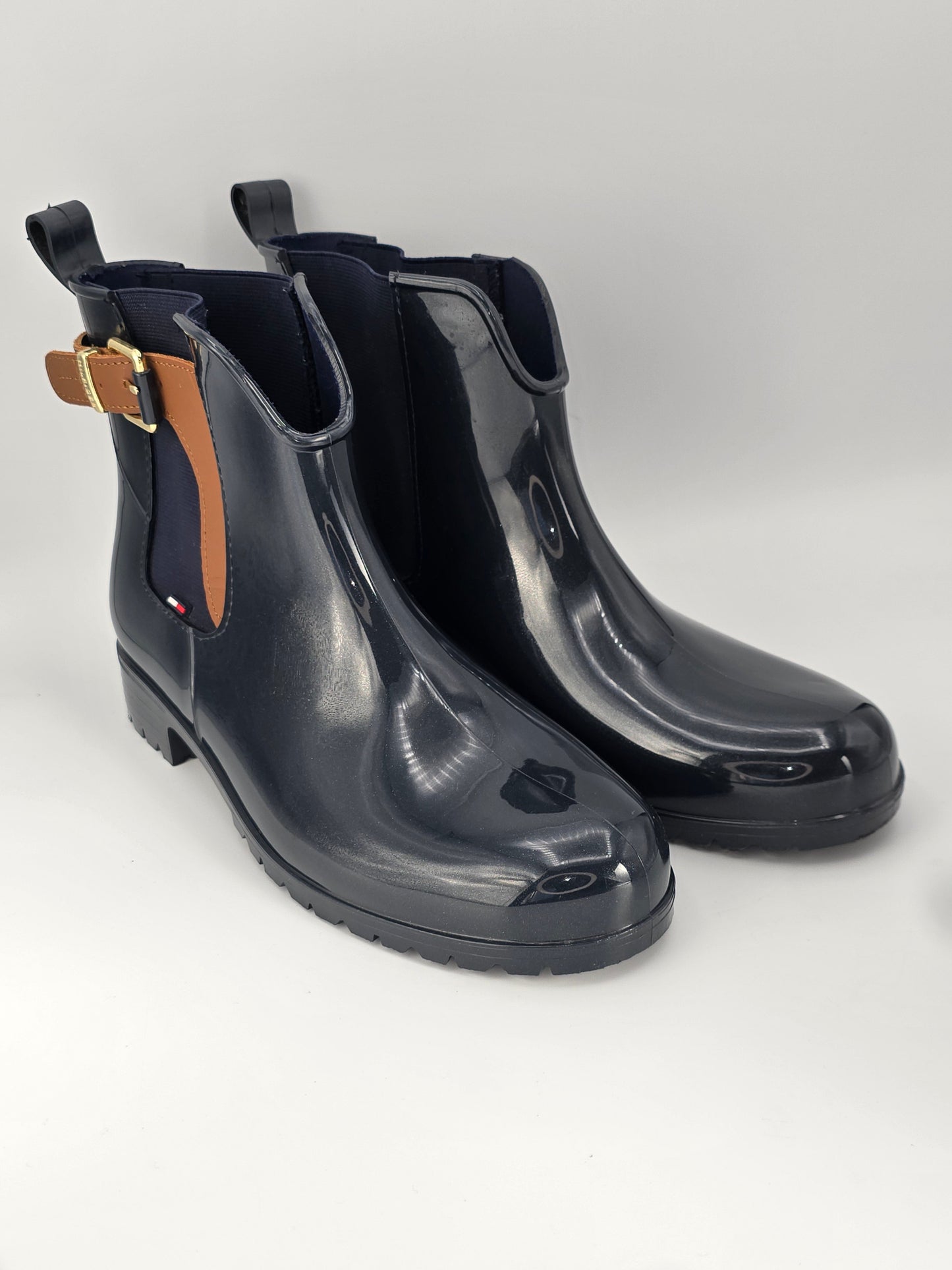 TOMMY HILFIGER Gummistiefeletten Damen Schwarz – Chelsea Boots Regenstiefel (Gr.40)