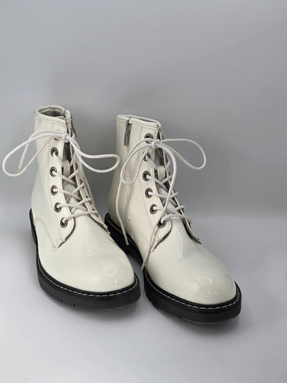 TOM TAILOR Damen Boots Offwhite – Schnürstiefeletten mit Profilsohle (Gr.39)