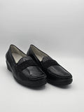 Schwarze Damen Slipper in Lederoptik mit Zierband, bequeme Halbschuhe Größe 41